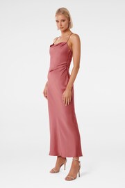 Forever New Pink Petite Ruby Tie Back Satin Midi Dress - Image 3 of 4