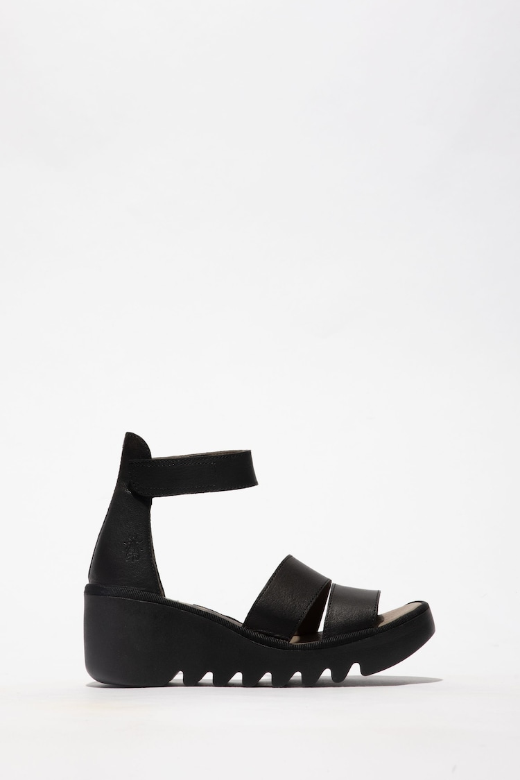 Fly London Bono Wedge Black Sandals - Image 2 of 4