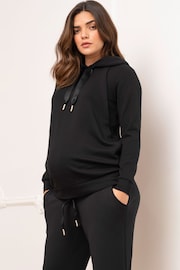 Seraphine Soft Black Maternity Hoodie With Nursing Zip - Image 1 of 10