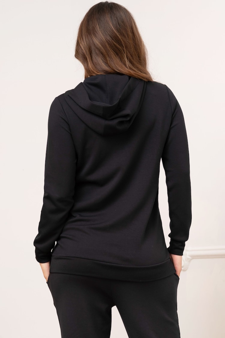 Seraphine Soft Black Maternity Hoodie With Nursing Zip - Image 2 of 10