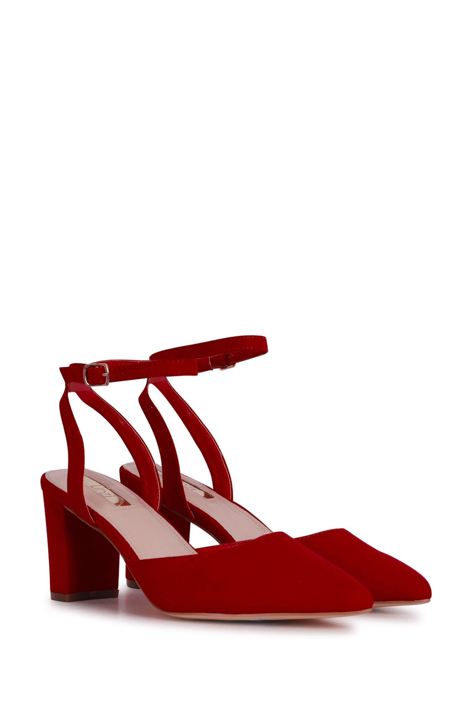 Linzi Red Carrie Open Back Court Block Heels - Image 3 of 4