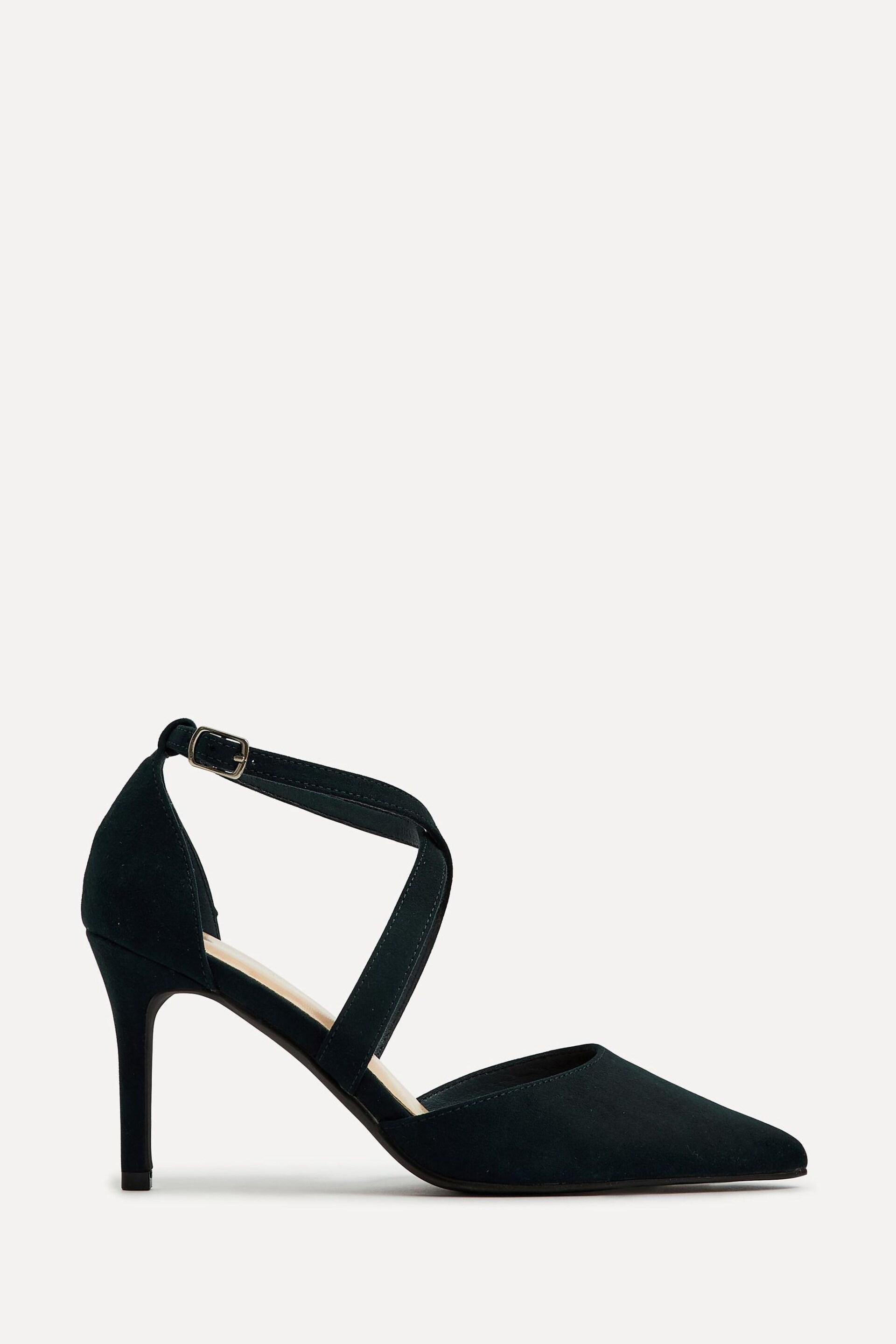 Linzi Black Runway Stiletto Court Heels With Crossover Front Strap - Image 2 of 5