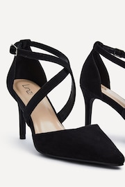 Linzi Black Runway Stiletto Court Heels With Crossover Front Strap - Image 4 of 5