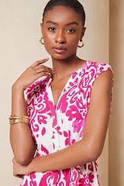 Lipsy Pink Print Petite Sleeveless Lightweight Summer Shirt Mini Dress - Image 3 of 3