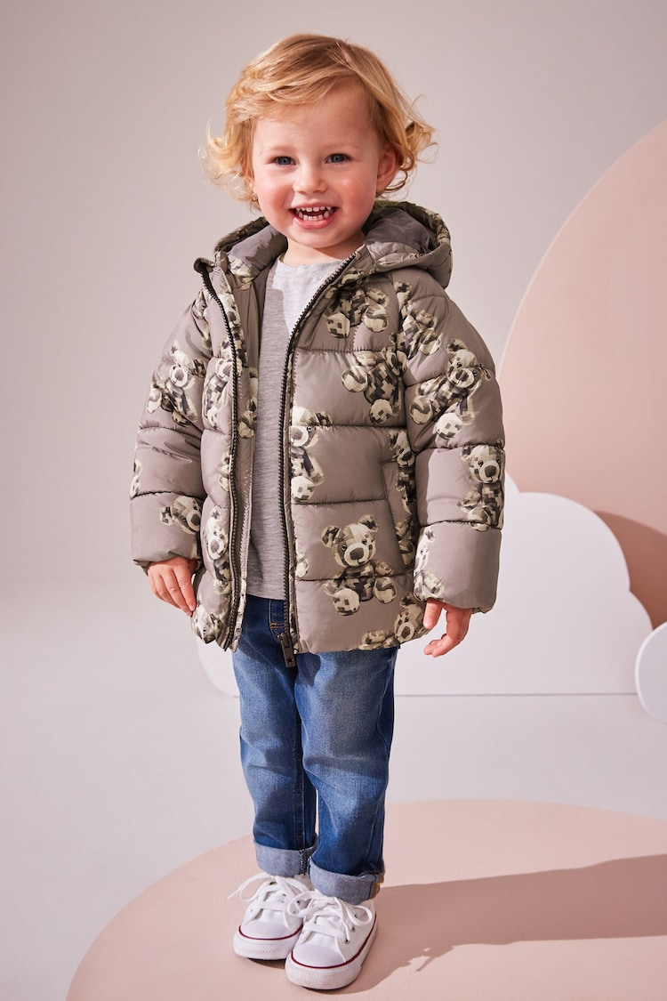 Buy Brown Bear Print Shower Resistant Padded Coat (3mths7yrs) from