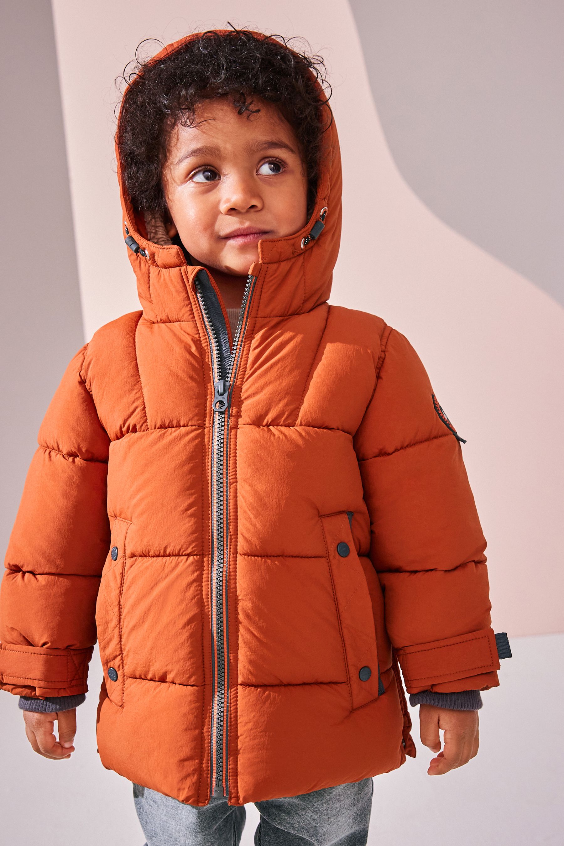 Buy Rust Brown Borg Fleece Lined Shower Resistant Hooded Padded Coat 3mths 7yrs from the Next UK online shop