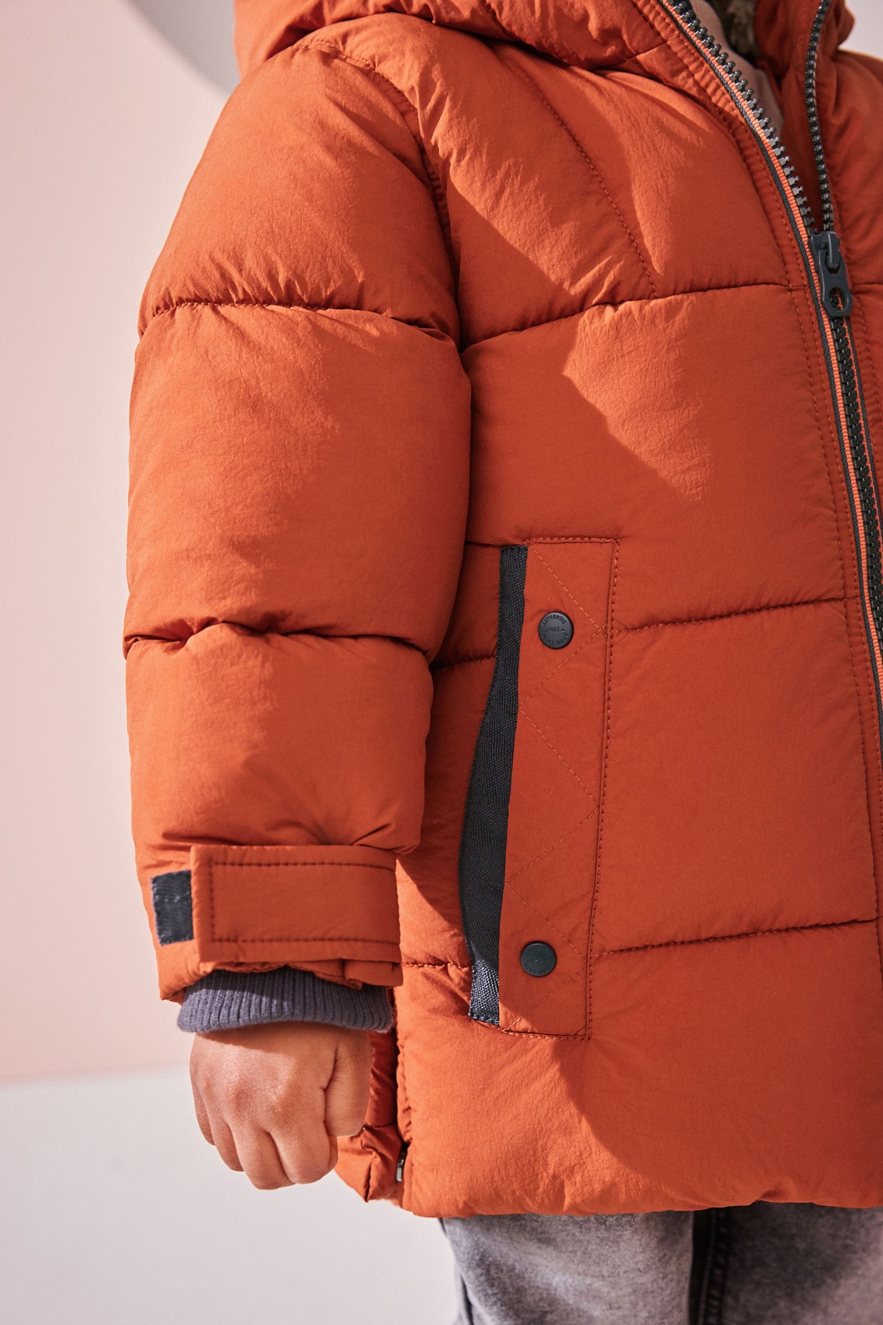 Buy Rust Brown Borg Fleece Lined Shower Resistant Hooded Padded Coat 3mths 7yrs from the Next UK online shop