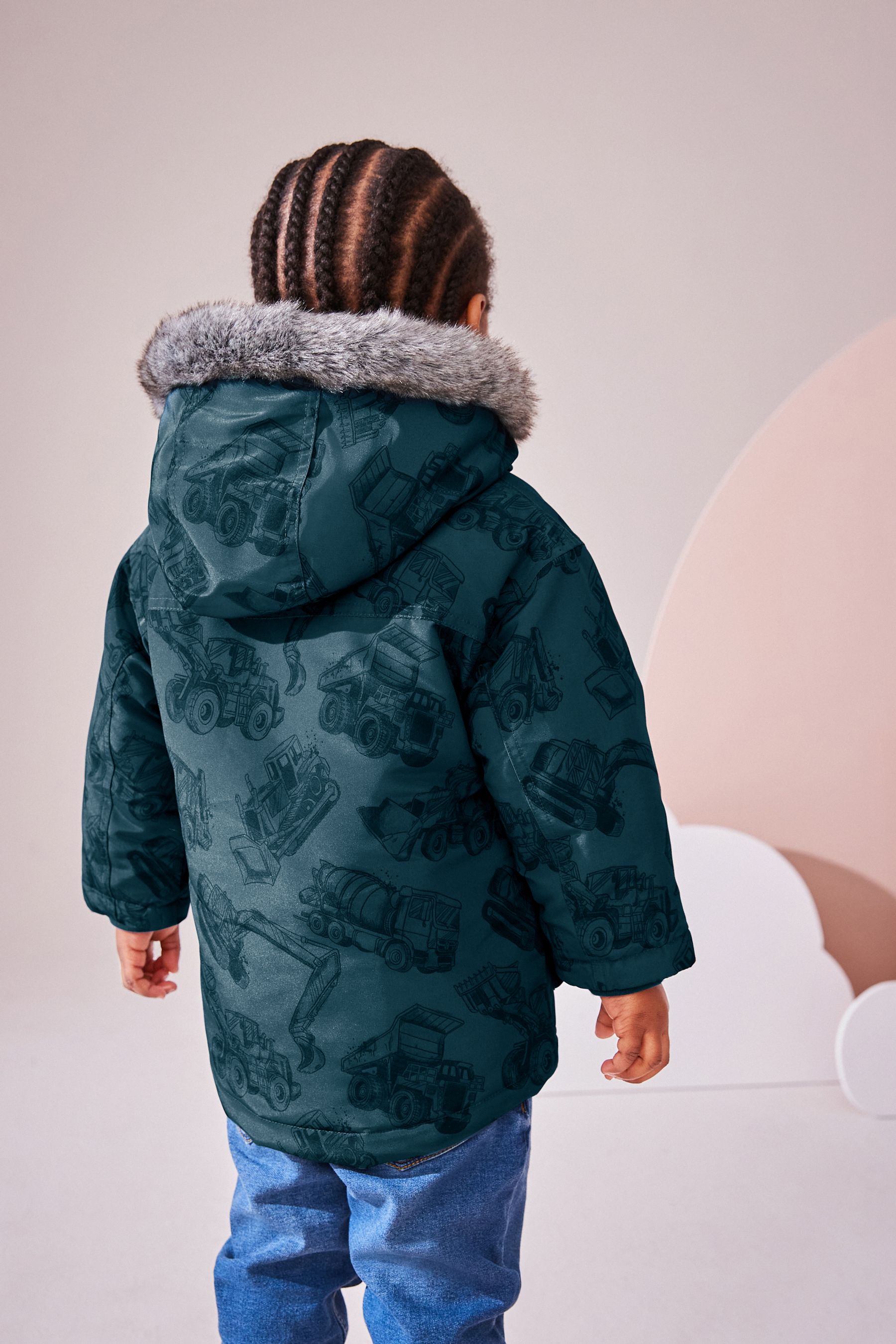 Buy Navy Faux Fur Hood Shower Resistant Parka 3mths 7yrs from the Next UK online shop