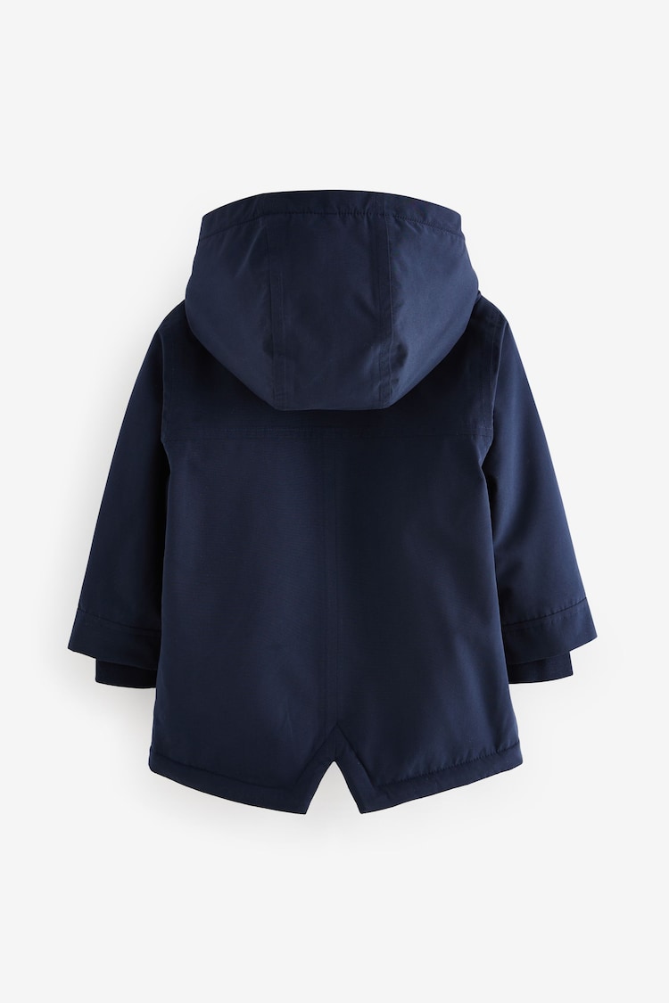 Navy Waterproof Borg Fleece Lined Parka (3mths-7yrs) - Image 2 of 6