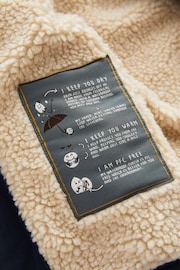 Navy Waterproof Borg Fleece Lined Parka (3mths-7yrs) - Image 4 of 6