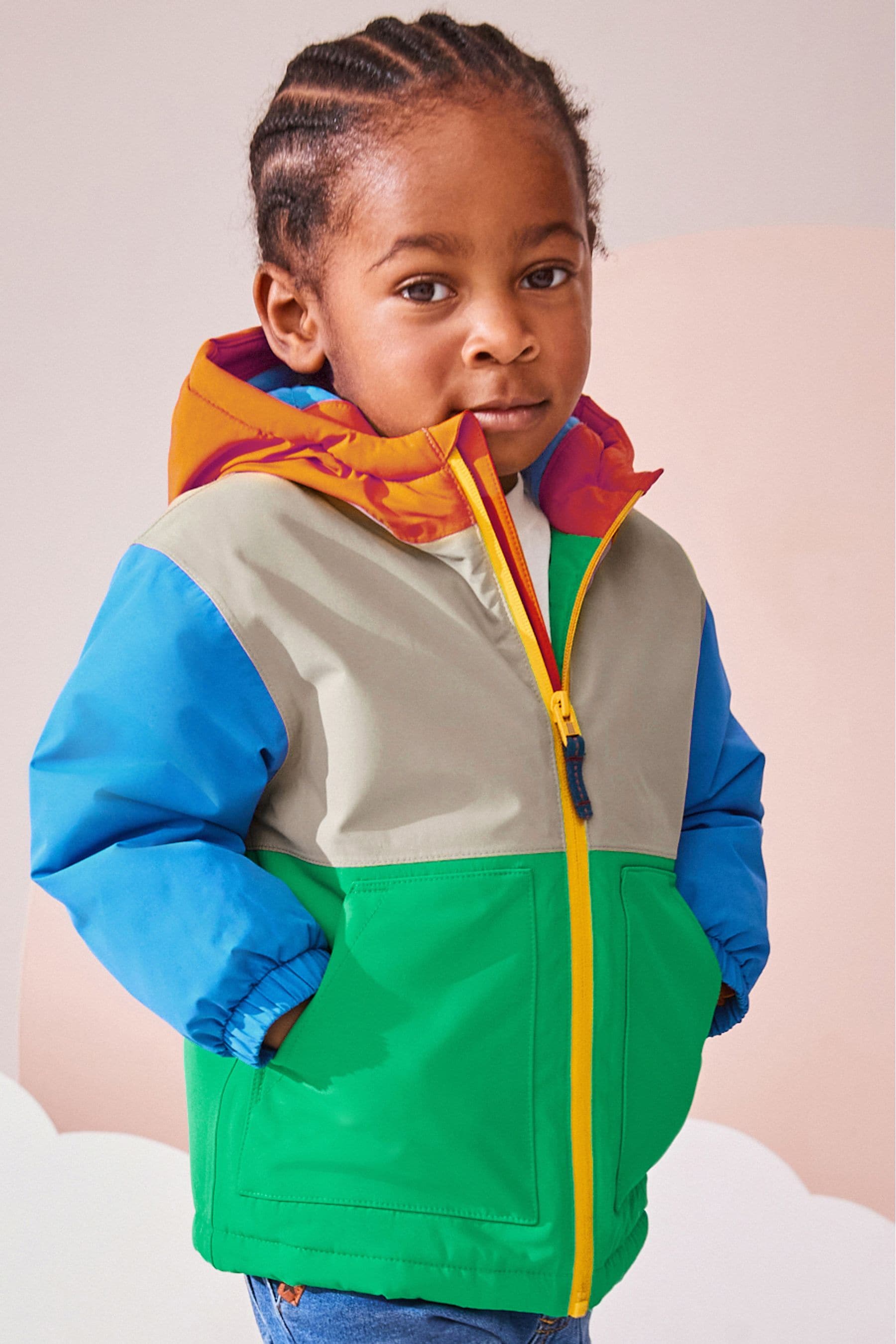 Multi colored puffer jacket online