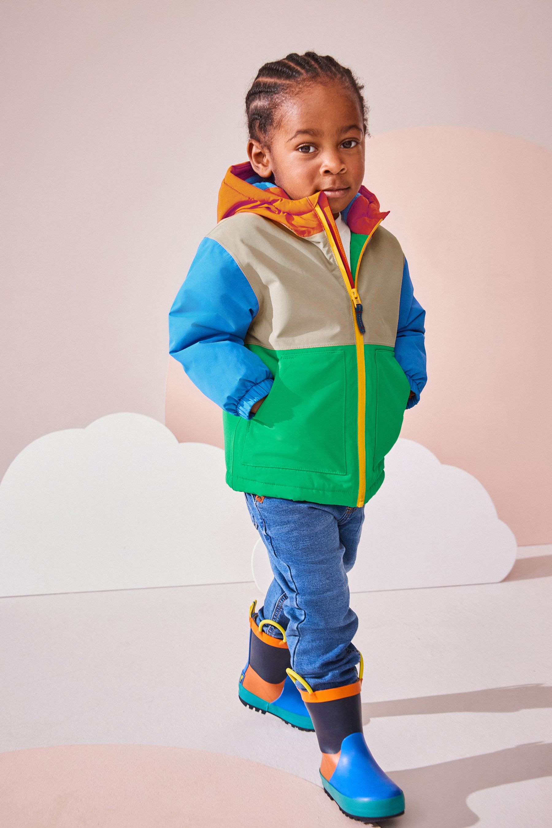 Multi coloured waterproof jacket clearance