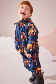 Navy Tractor Waterproof Fleece Lined Puddlesuit (3mths-7yrs) - Image 2 of 6