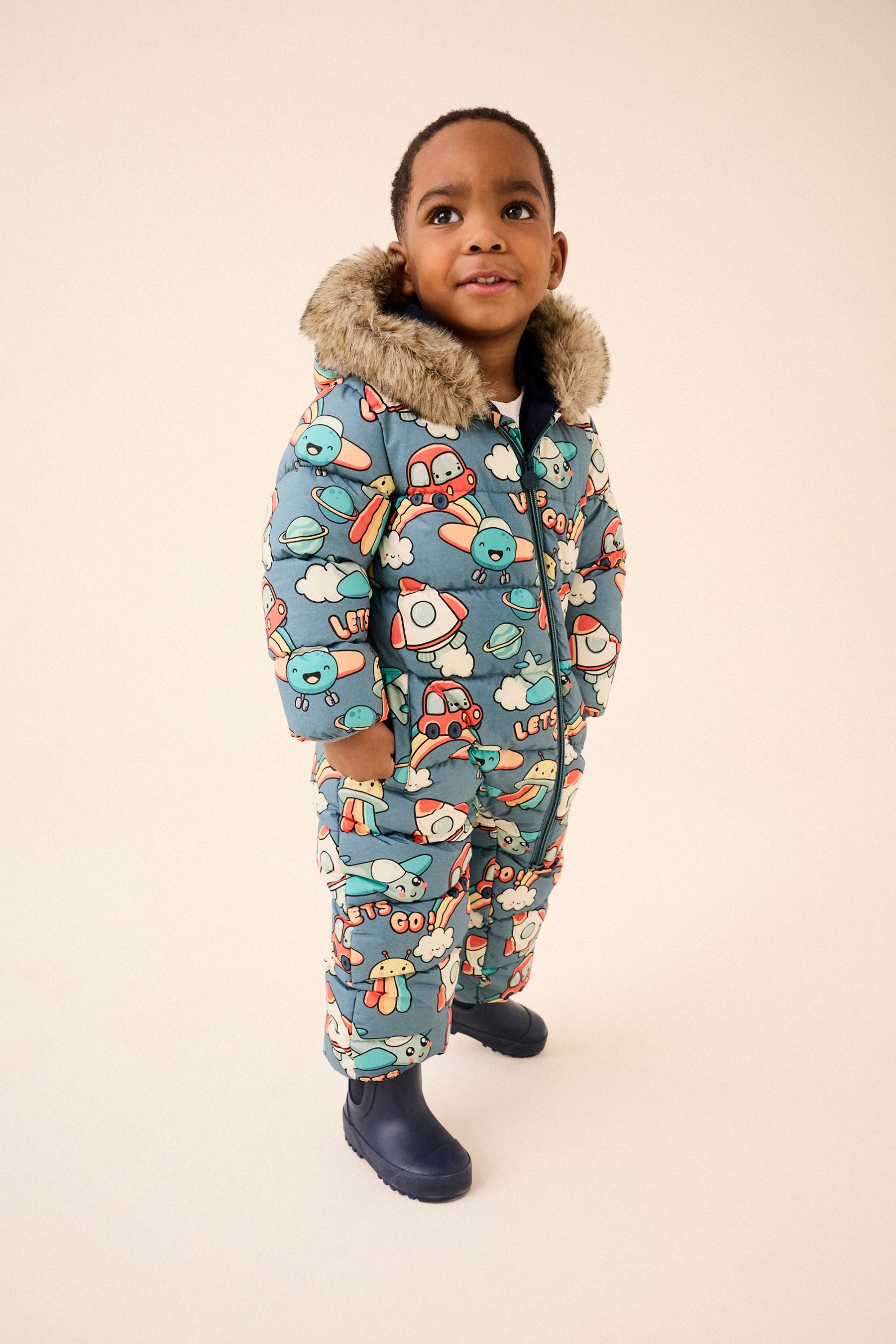 Grey Space Print Snowsuit 3mths 7yrs