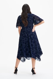 Scarlett & Jo Blue Isabelle Velvet Flock Angel Sleeve Maxi Dress - Image 5 of 8