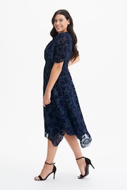 Scarlett & Jo Blue Isabelle Velvet Flock Angel Sleeve Maxi Dress - Image 6 of 8