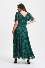 Scarlett & Jo Green Isabelle Velvet Flock Angel Sleeve Maxi Dress - Image 2 of 4