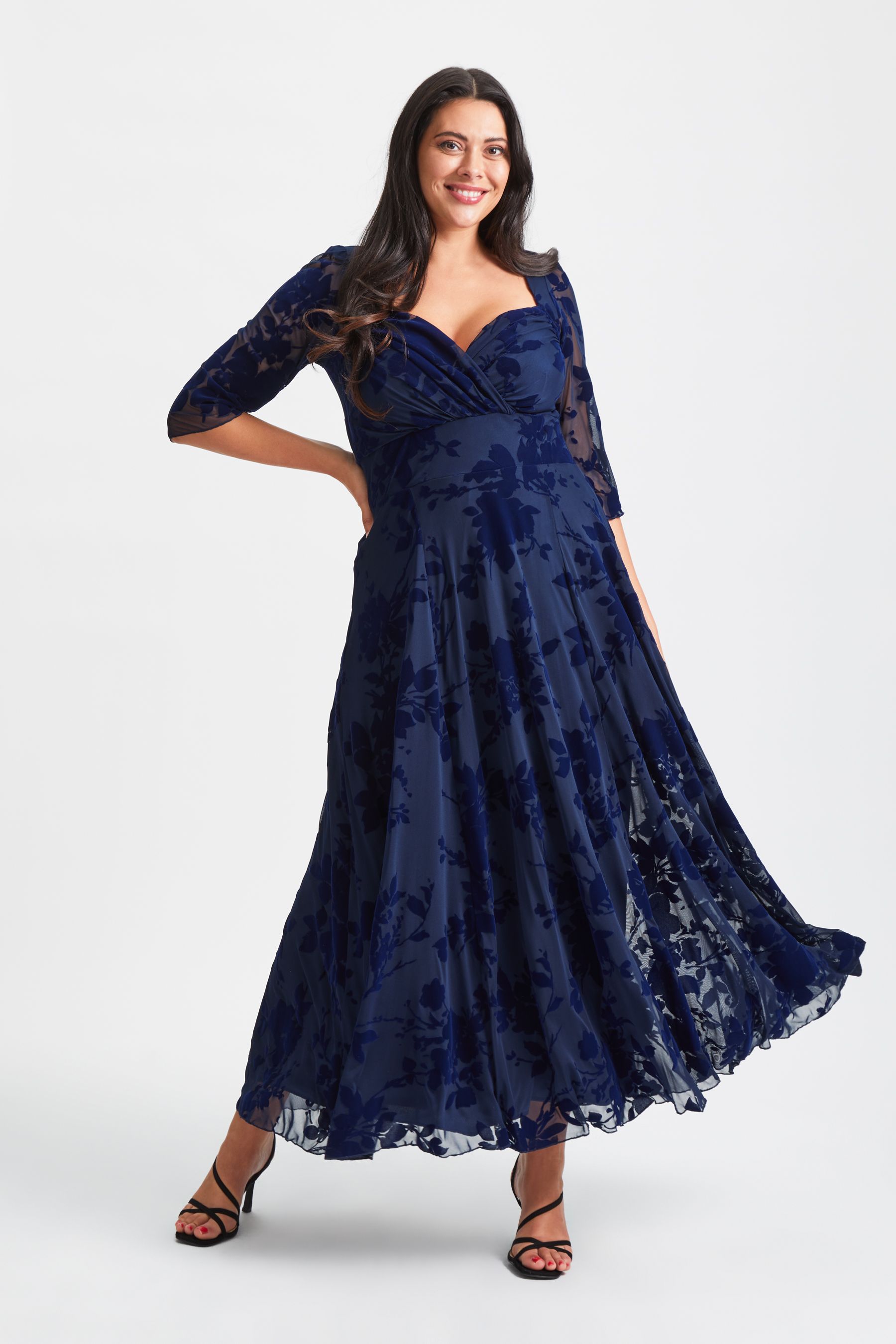 Flocked mesh maxi dress hot sale