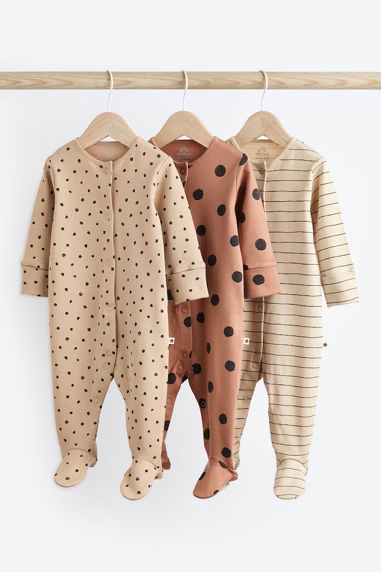 Neutral Baby 100% Cotton Sleepsuits 3 Pack (0mths-2yrs) - Image 1 of 12