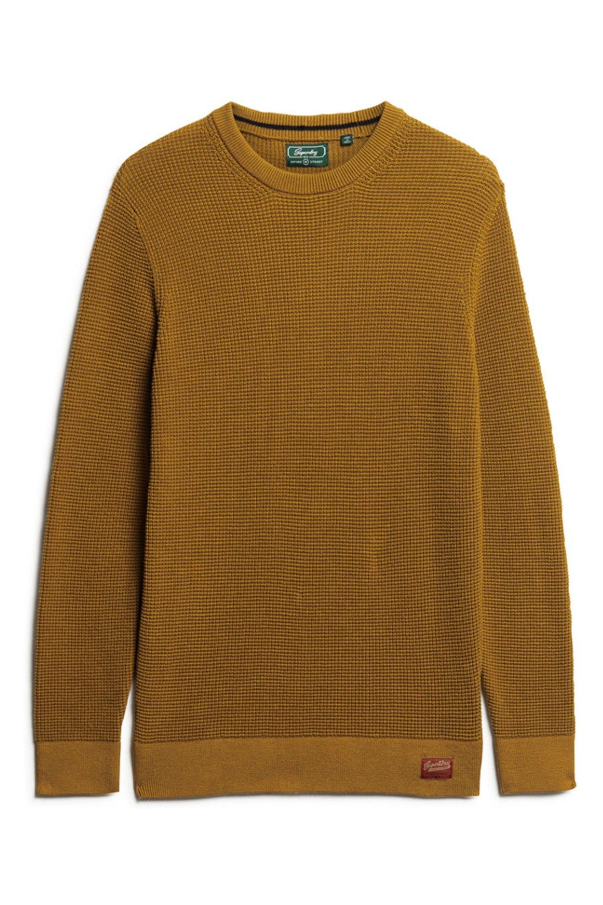 Superdry Musturd Yellow Textured Crew Knit Jumper - Image 4 of 6