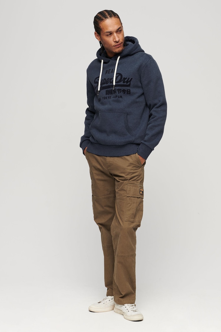 Superdry Blue Tonal Vintage Logo Hoodie - Image 2 of 6