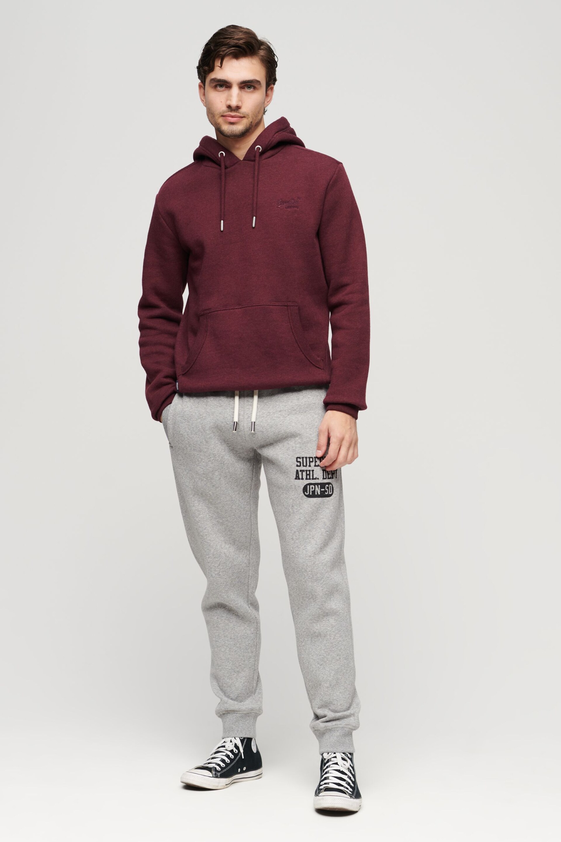 Superdry Grey Athletic College Logo Joggers - Image 3 of 6