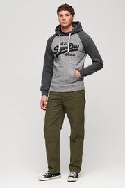 Superdry Black Grey Athletic Vintage Logo Raglan Hoodies - Image 3 of 6