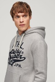 Superdry Grey Athletic Script Graphic Hoodie - Image 3 of 3