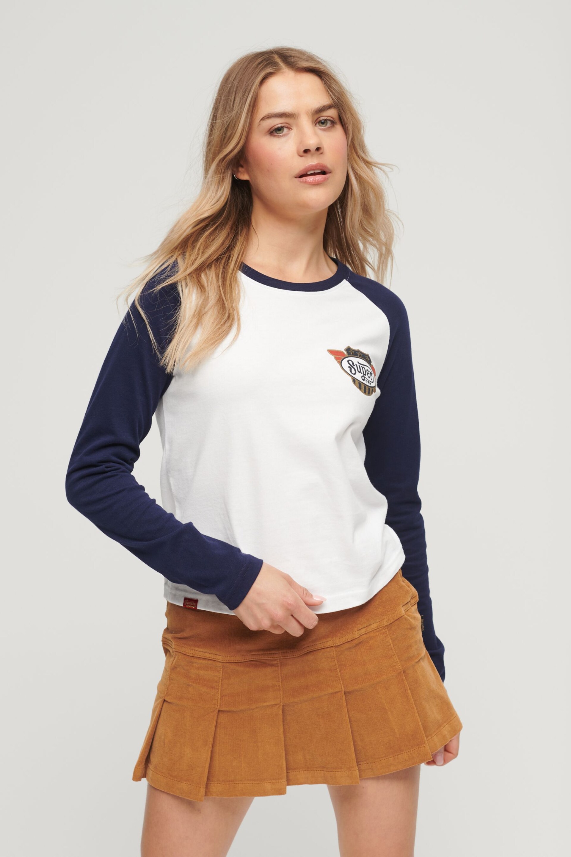 Superdry White Americana Long Sleeve Top - Image 1 of 6