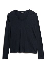 Superdry Blue Long Sleeve Jersey V-Neck Top - Image 4 of 5