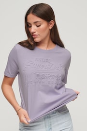 Superdry Purple Embossed Vintage Logo T-Shirt - Image 1 of 4