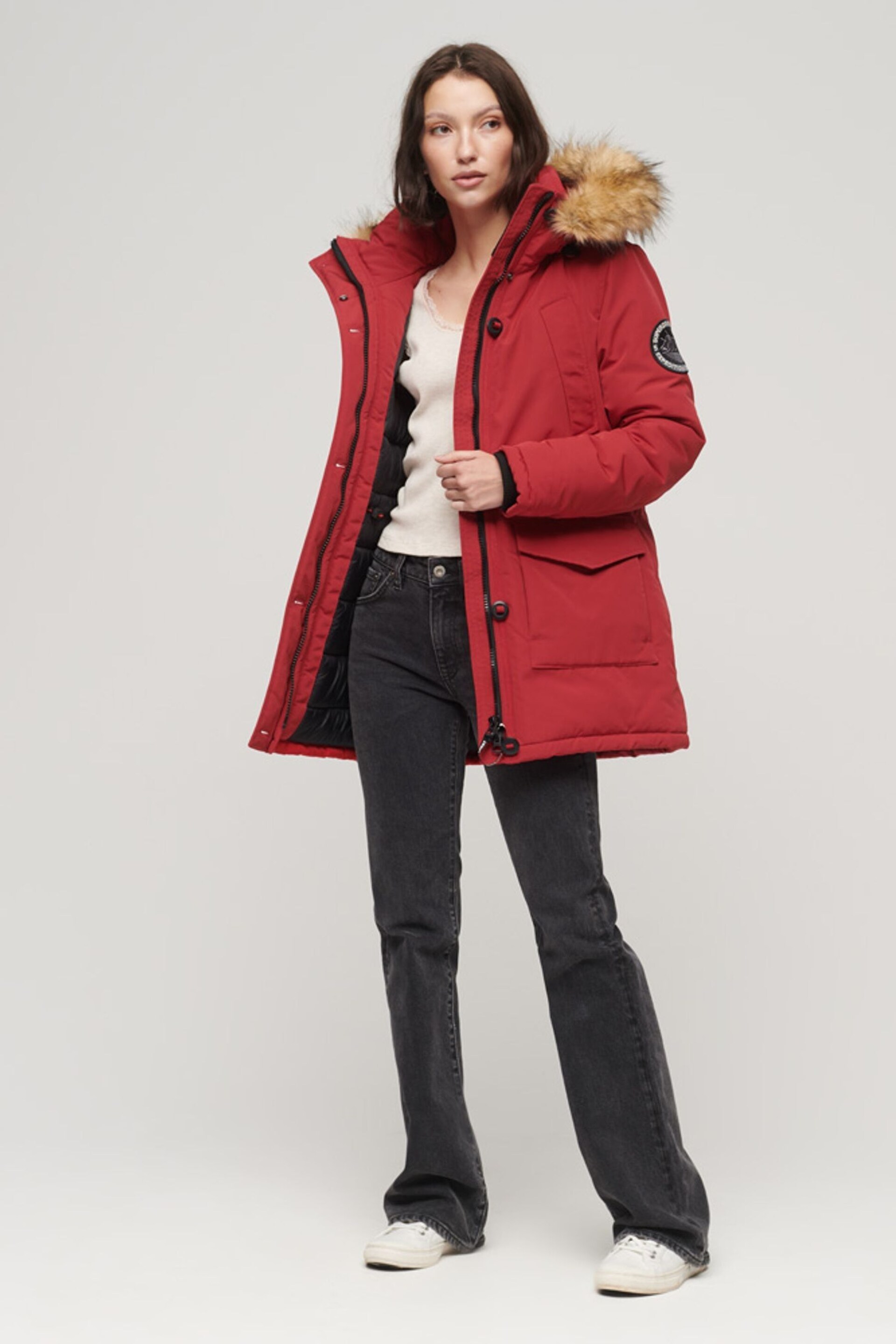 Superdry Red Everest Faux Fur Hooded Parka Coat - Image 4 of 6