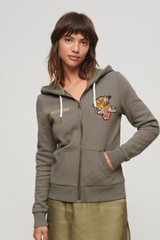 Superdry Grey Custom Embellished Backprint Zip Hoodie - Image 2 of 6