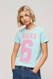 Superdry Blue Osaka 6 Kiss Print 90's T-Shirt - Image 1 of 5