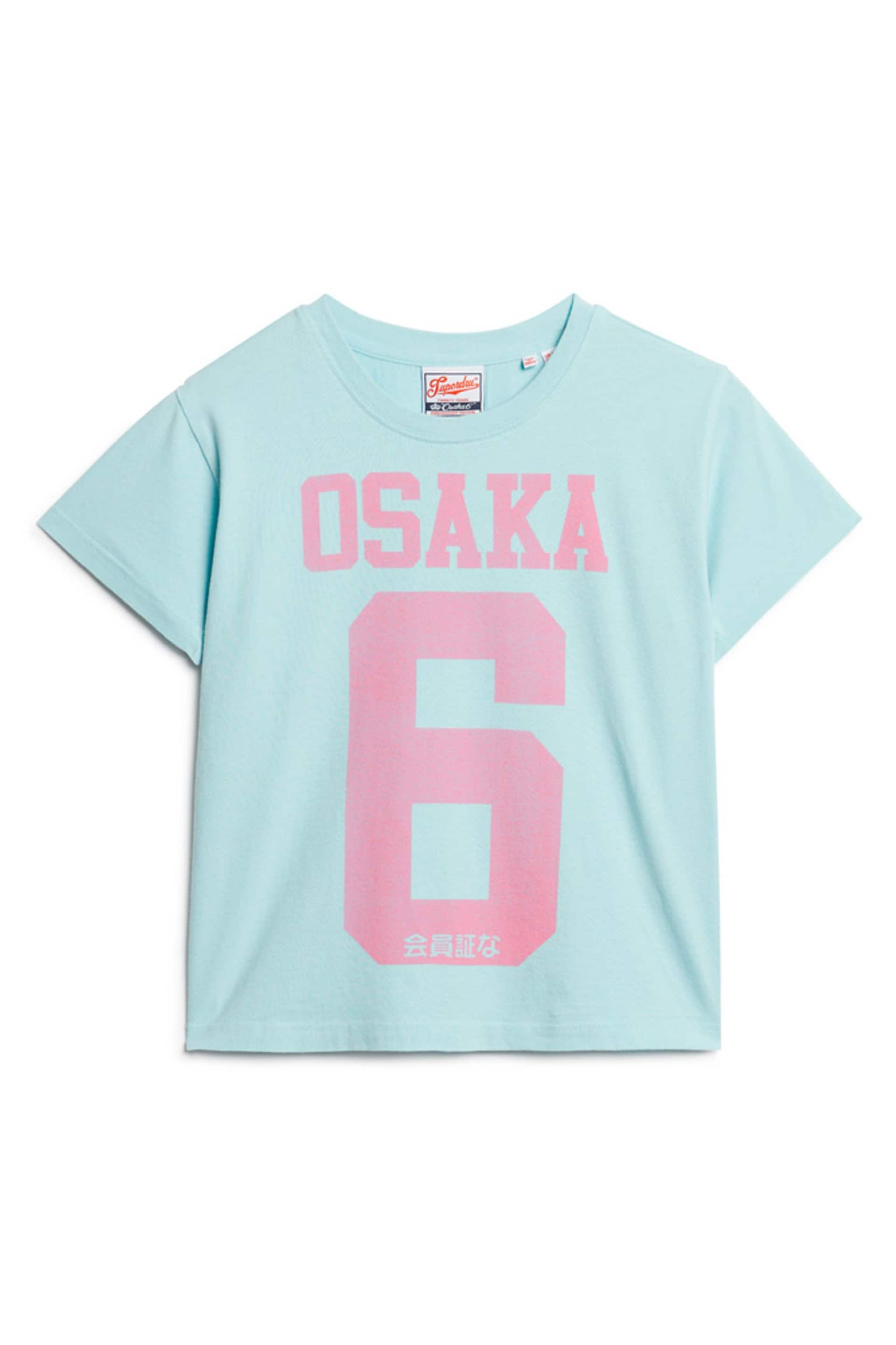 Superdry Blue Osaka 6 Kiss Print 90's T-Shirt - Image 4 of 5