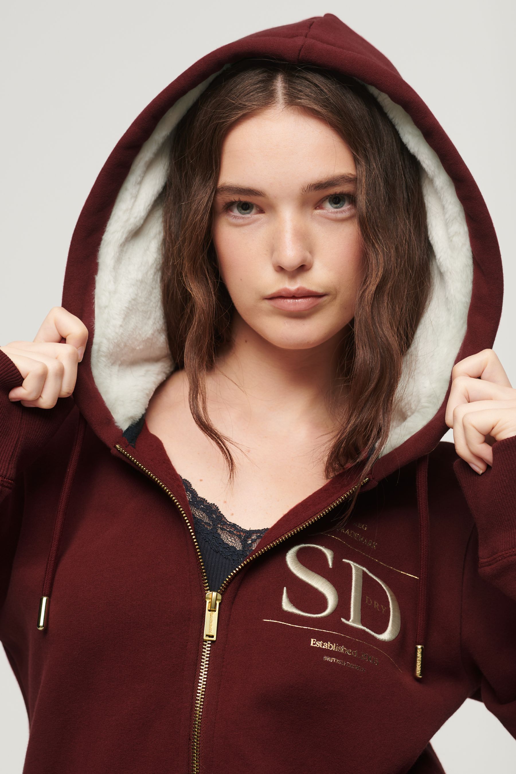 Buy Superdry Red Luxe Metallic Logo Zip Hoodie from Next Belgium