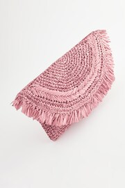 Pink Raffia Fringe Clutch Bag - Image 6 of 11