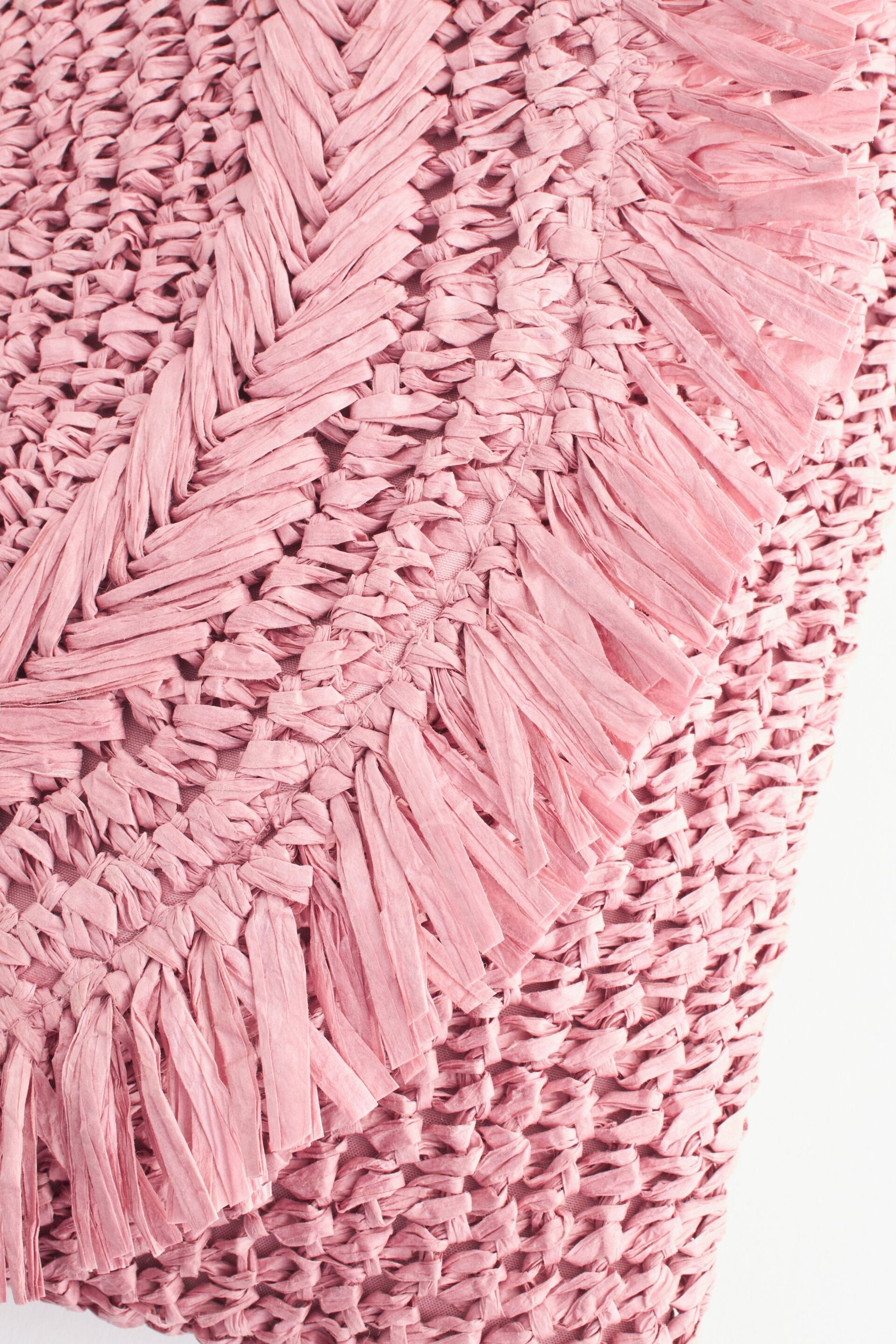 Pink Raffia Fringe Clutch Bag - Image 7 of 11