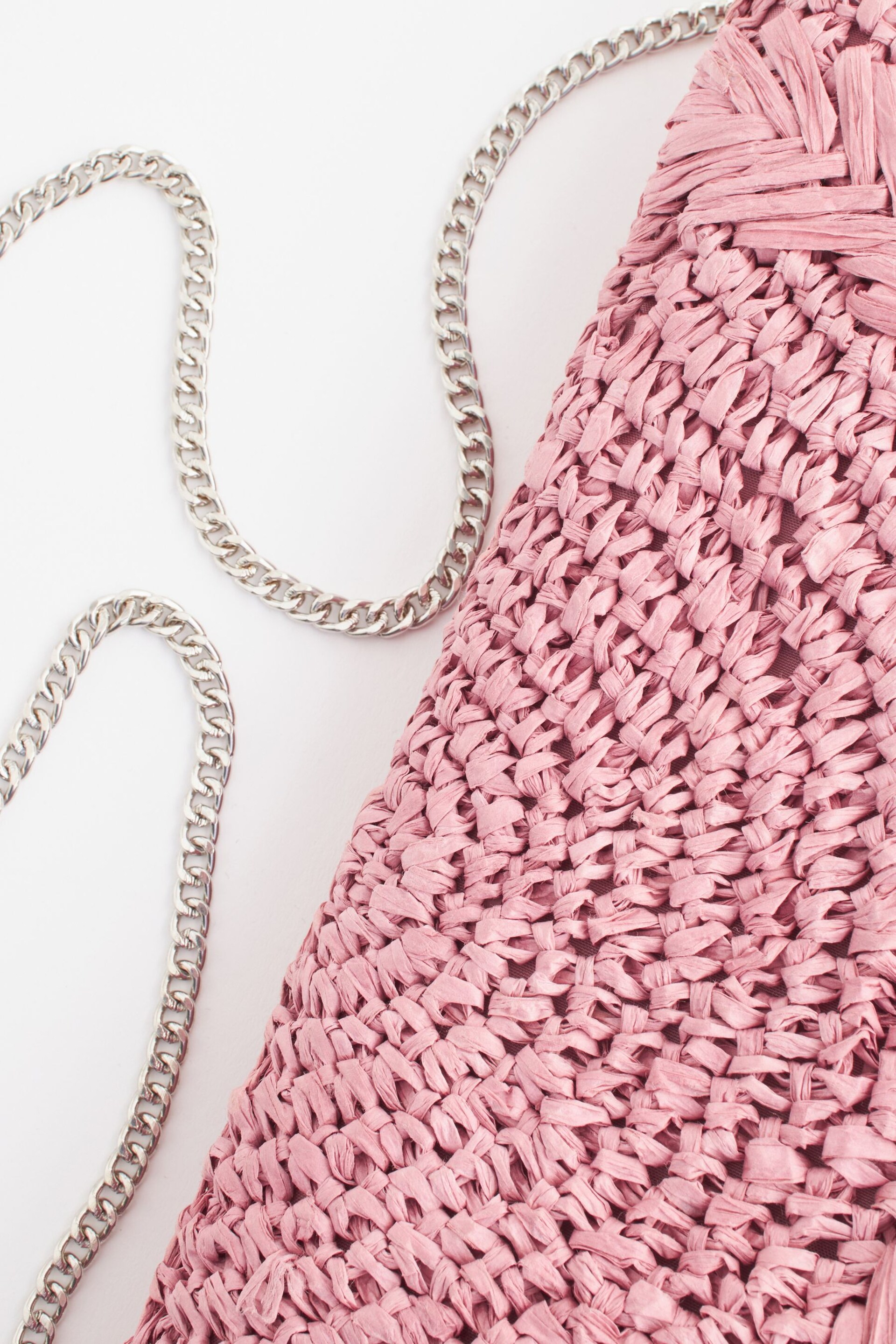 Pink Raffia Fringe Clutch Bag - Image 8 of 11