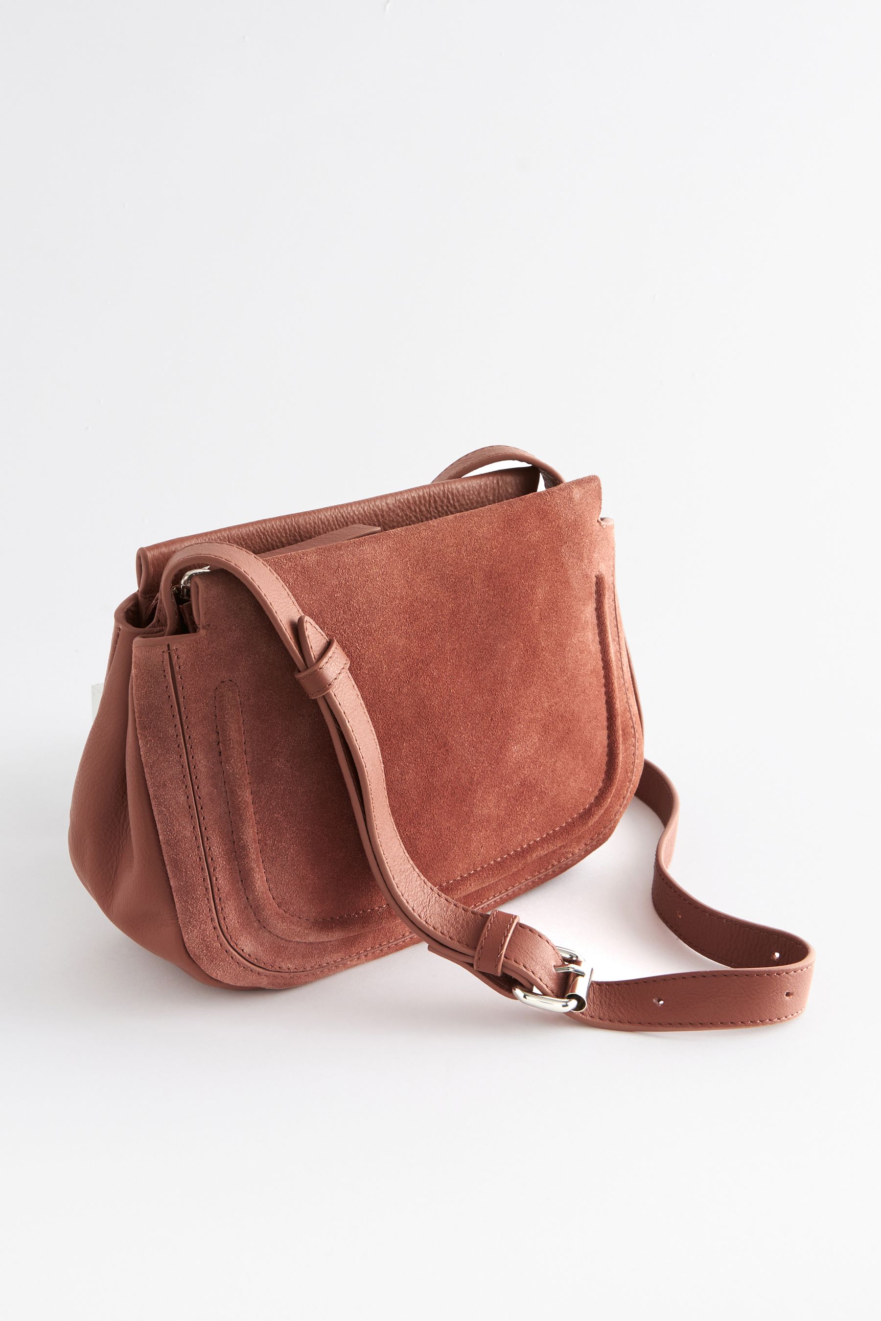 Buy Light Pink Leather Suede Saddle Bag from Next Luxembourg