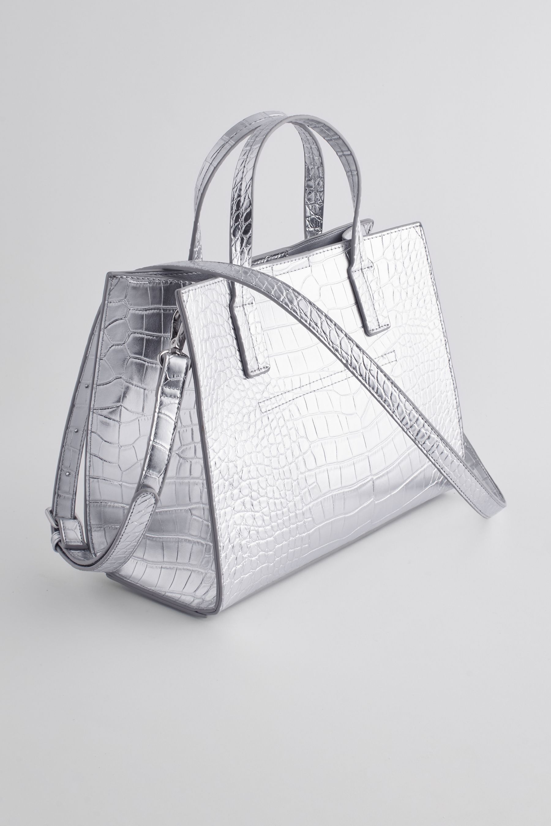 Buy Silver Metallic Tote Bag from Next Germany