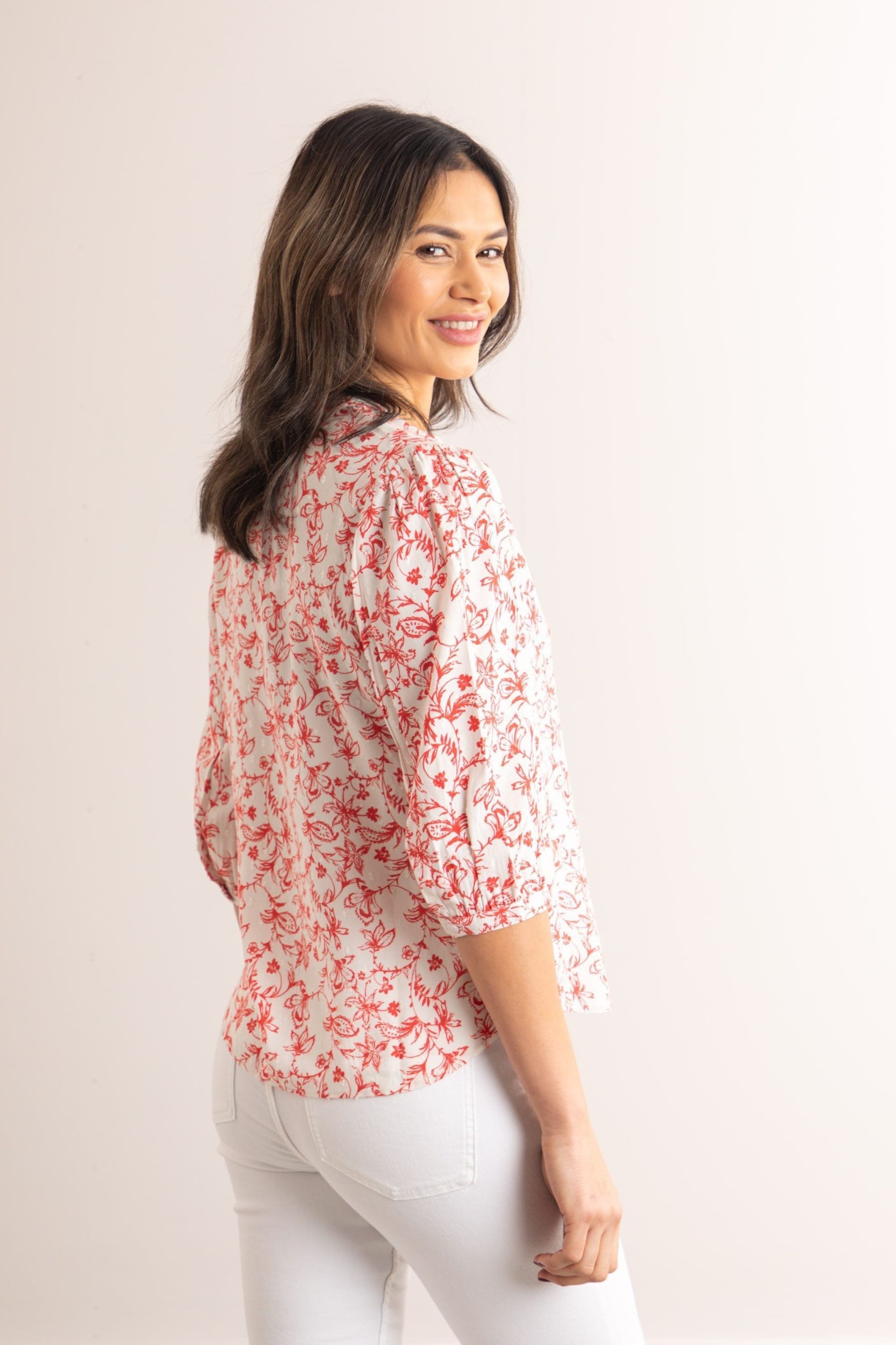 Lakeland Clothing Pink Clemmie Nehru Button Down Blouse - Image 3 of 8