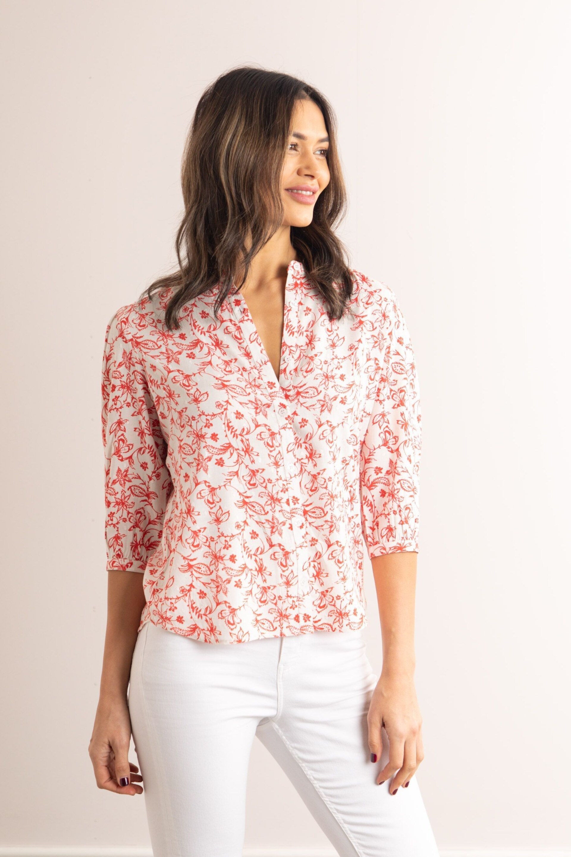 Lakeland Clothing Pink Clemmie Nehru Button Down Blouse - Image 8 of 8