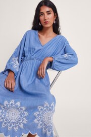 Monsoon Blue Tabitha Embroidered Denim Dress - Image 2 of 5