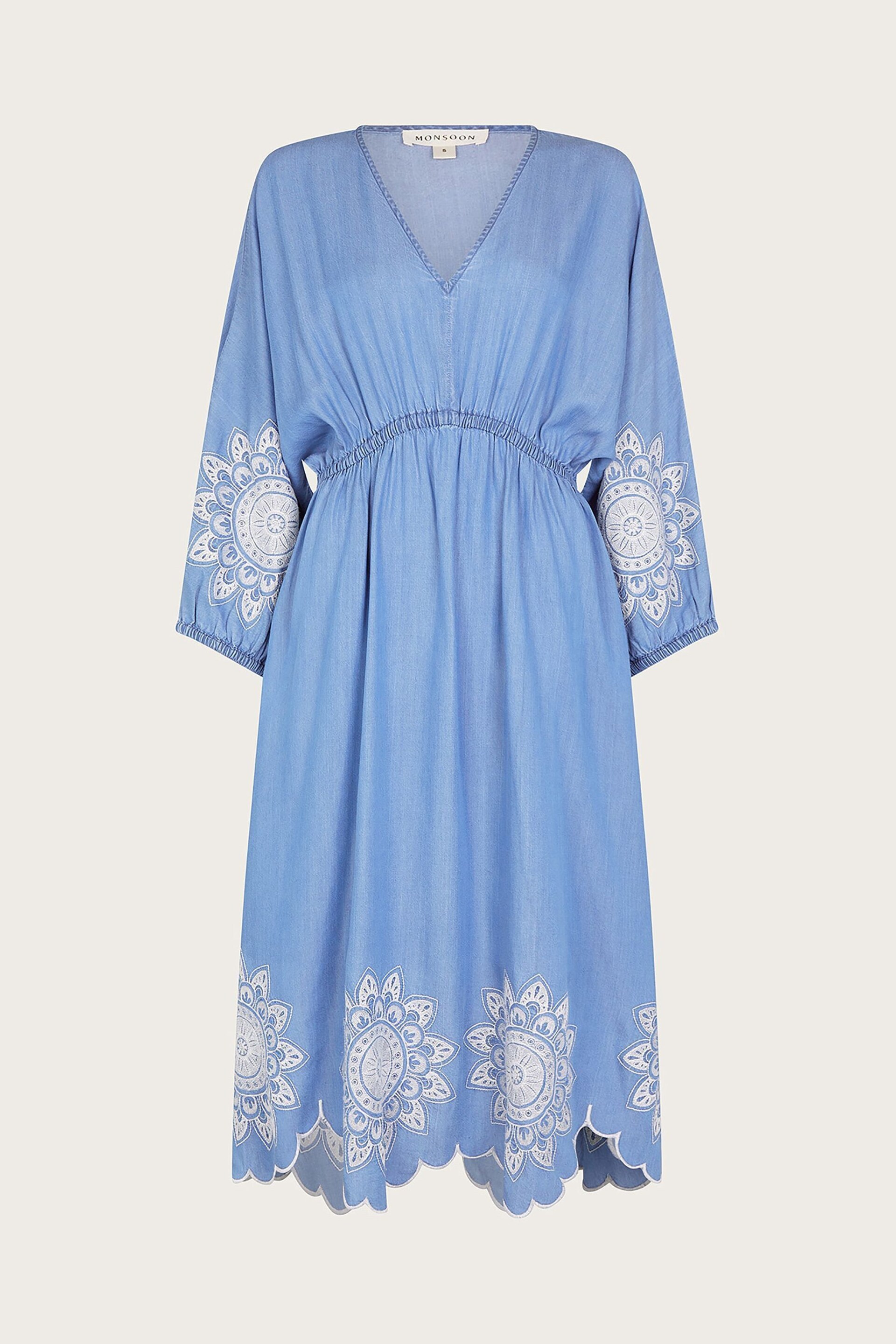 Monsoon Blue Tabitha Embroidered Denim Dress - Image 5 of 5