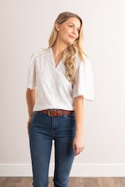 Lakeland Clothing Sasha Pointelle Short Sleeve White Blouse - Image 1 of 6