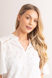 Lakeland Clothing Sasha Pointelle Short Sleeve White Blouse - Image 2 of 6