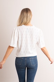 Lakeland Clothing Sasha Pointelle Short Sleeve White Blouse - Image 4 of 6