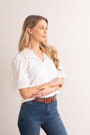 Lakeland Clothing Sasha Pointelle Short Sleeve White Blouse - Image 5 of 6