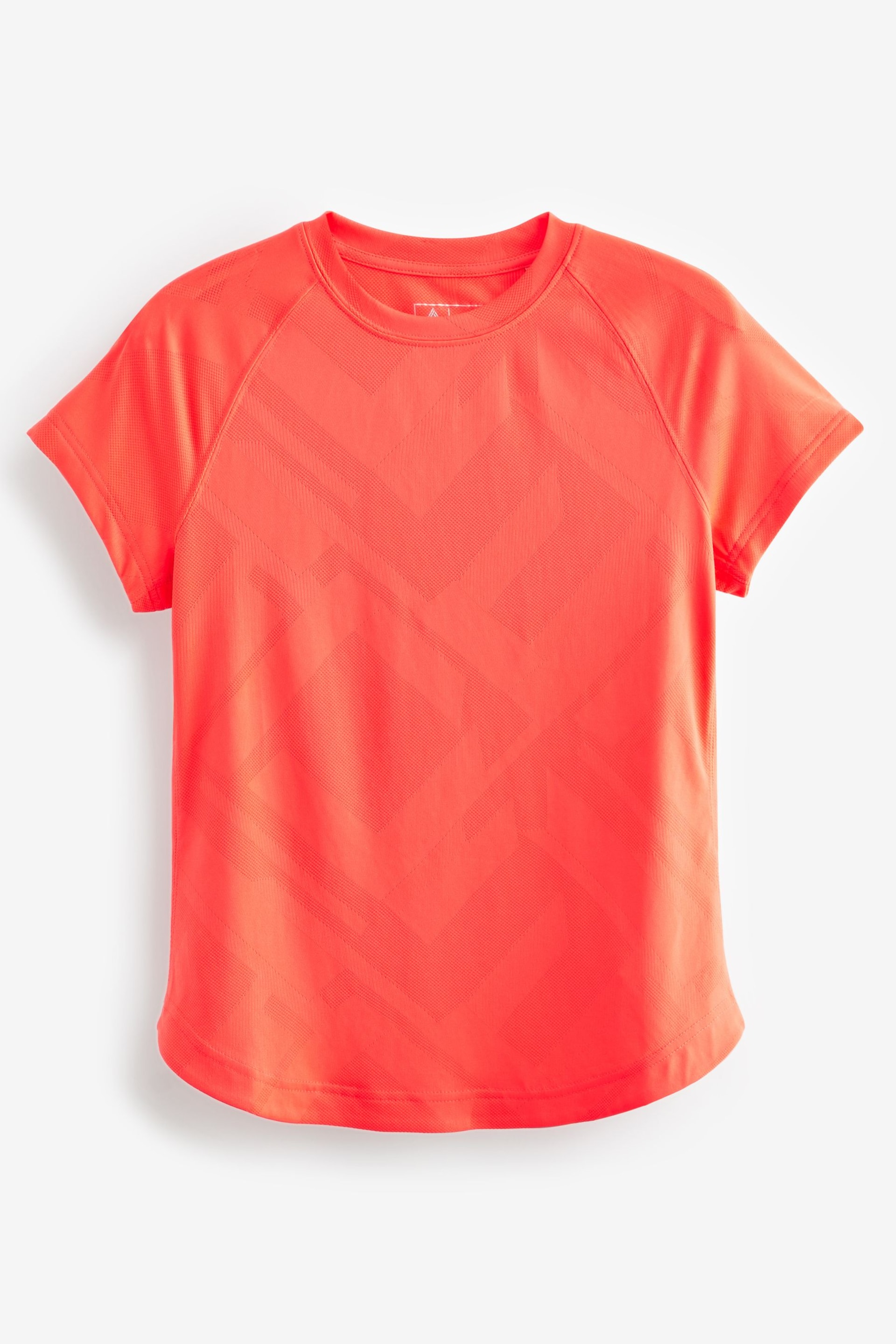 Coral Pink Active Short Sleeve Jacquard Geo Sport Top - Image 1 of 2